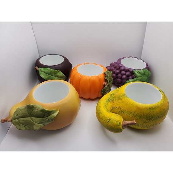 Partylite HARVEST MEDLEY Votive Candle Holders Fall Fruit Veggies P7258 ~ NICE! - Picture 13 of 16
